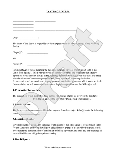 Letter of Intent Template | ContractStore