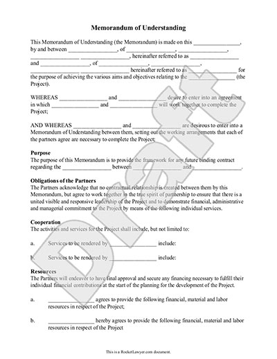 Memorandum of Understanding Form - MoU Template (with Sample) - mou form of Understanding Form