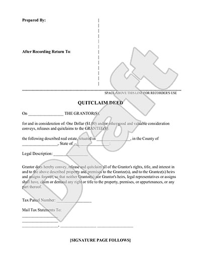 Quit Claim Deed Form - Free Quit Claim Deed Template (with Quit Claim Deed Form - Free Quit Claim Deed Template (with