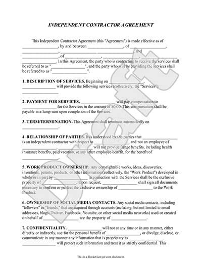 Independent Contractor Agreement  Freelance Contract Template