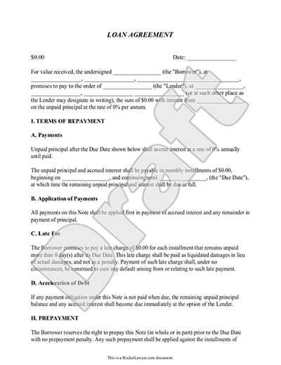 Personal Loan Agreement Template | Simple Loan Agreement