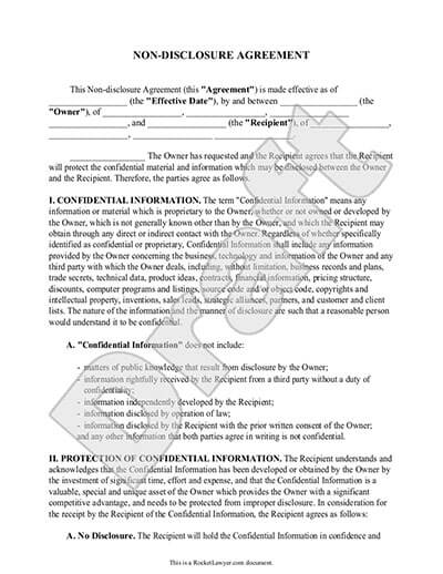 Non-Disclosure Agreement (NDA) Form - Create a Free NDA Form