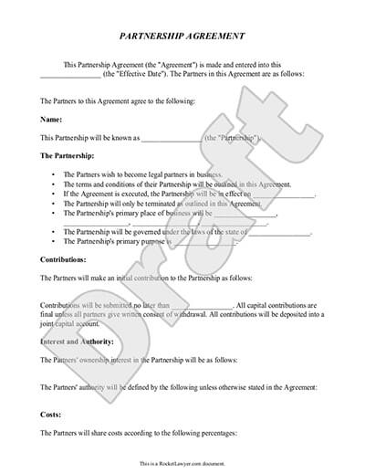 Partnership Agreement  Free Business Partner Contract 